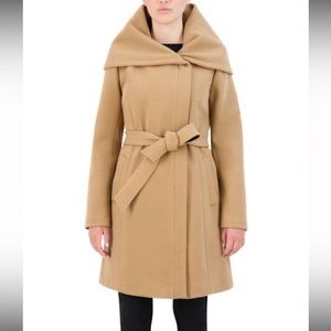Cole Haan | Beige Wool-Blend Tie-Waist Shawl Collar Coat - Women